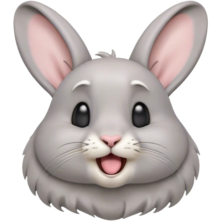 Cinematic Cute Yawning Grey Rabbit Portrait Emoji, Head tilted slightly with a dramatic, wide-open yawn, showcasing a smooth grey fur with a refined finish, floppy ears slightly drooping, round grey eyes barely open in drowsy contentment, Simplified yet irresistibly adorable features, highly detailed, glowing with a soft, cozy glow, high shine, relaxed yet expressive, stylized with a touch of whimsy, bright and endearing, soft glowing outline, capturing the essence of a sleepy yet affectionate bunny, so drowsy it feels like it could stretch out of the screen and curl up for a nap! emoji