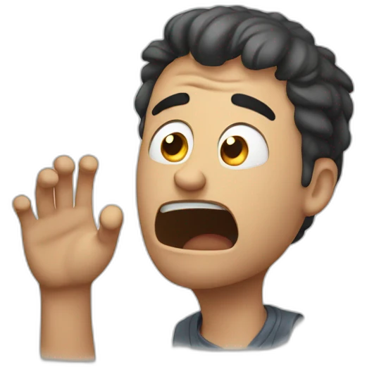Scared men with a hand above his head to protect him self emoji