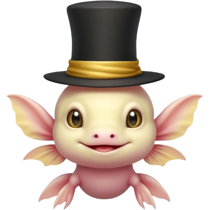 light yellow axolotl with magician hat emoji