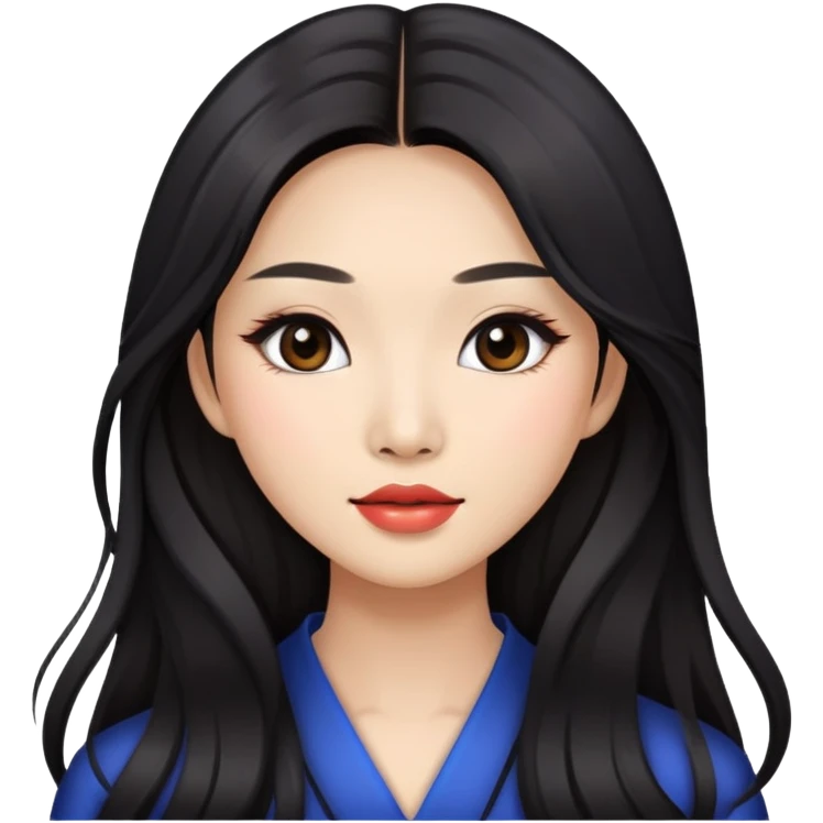 pretty asian long hair baddie with makeup emoji
