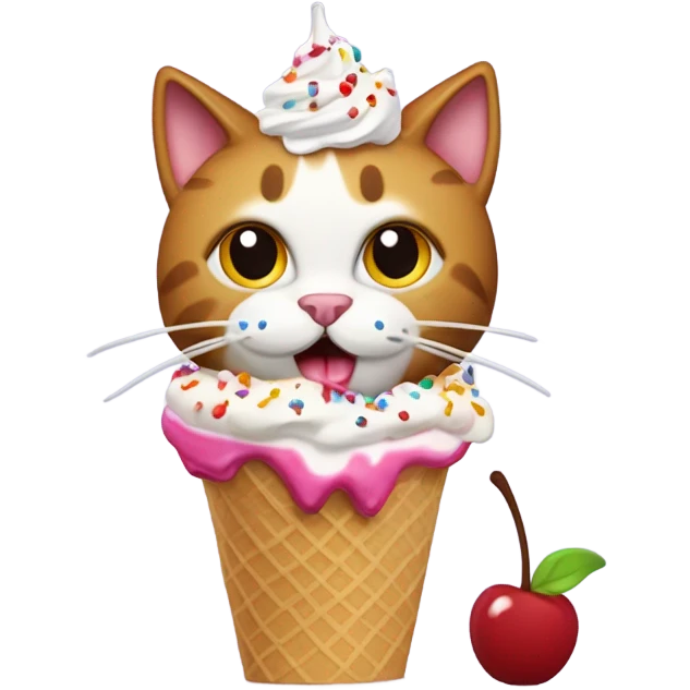 Cat eating a sundae emoji