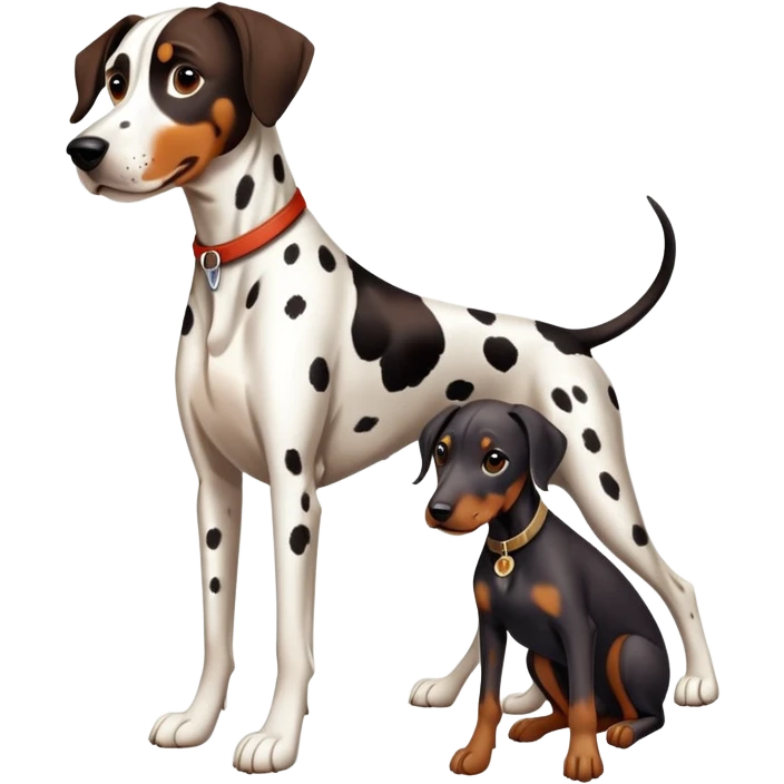 2 dogs : 1 Dalmatian + 1 dobermann emoji