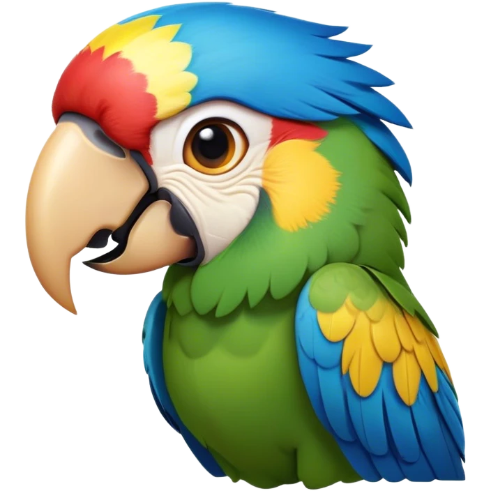 Cinematic Comical Macaw Portrait Emoji, Head tilted dramatically with an exaggeratedly shocked expression, featuring vibrant, bold plumage and wide, comically expressive eyes full of humorous disbelief, Simplified yet hilariously expressive features, highly detailed, glowing with a slightly sassy tropical glow, high shine, dramatic yet playful, stylized with an air of quirky avian attitude, soft glowing outline, capturing the essence of a meme-worthy macaw that looks ready to side-eye its way into viral fame! emoji