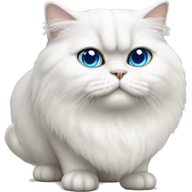 White Persian cat, blue eyes, fat cat emoji
