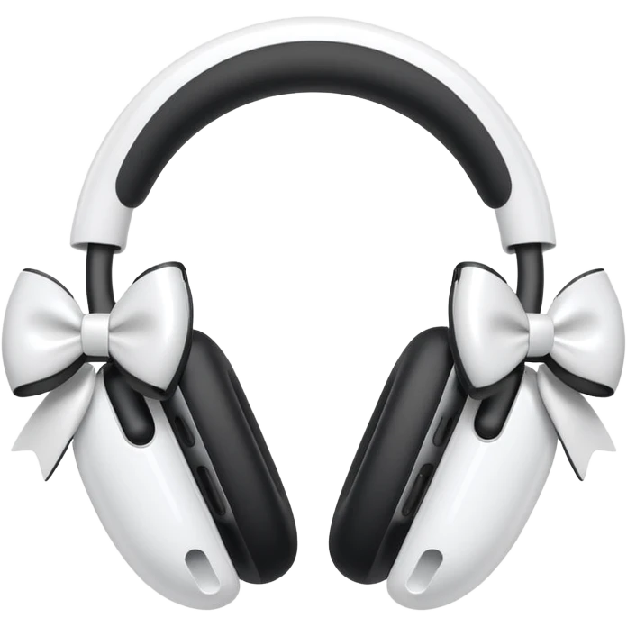 airpods max in white with bows emoji