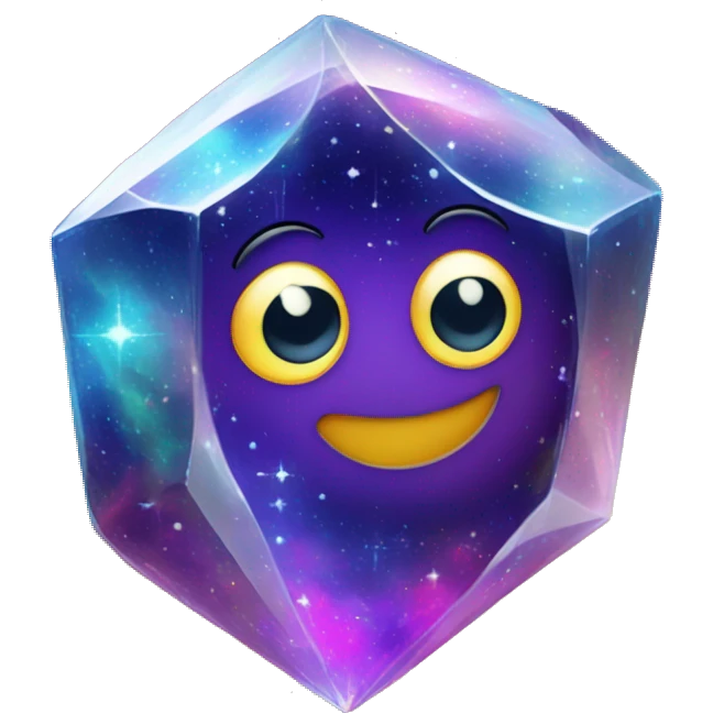 A vibrant, swirling galaxy inside a crystal, with tiny stars and cosmic dust floating around it.

 emoji