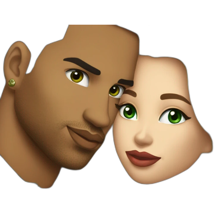 kiss-kiss romeo santos and girl green eyes and very long dark blond hair emoji