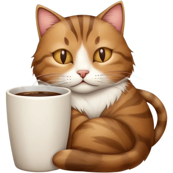 Müde Katze mit Kaffeetasse emoji