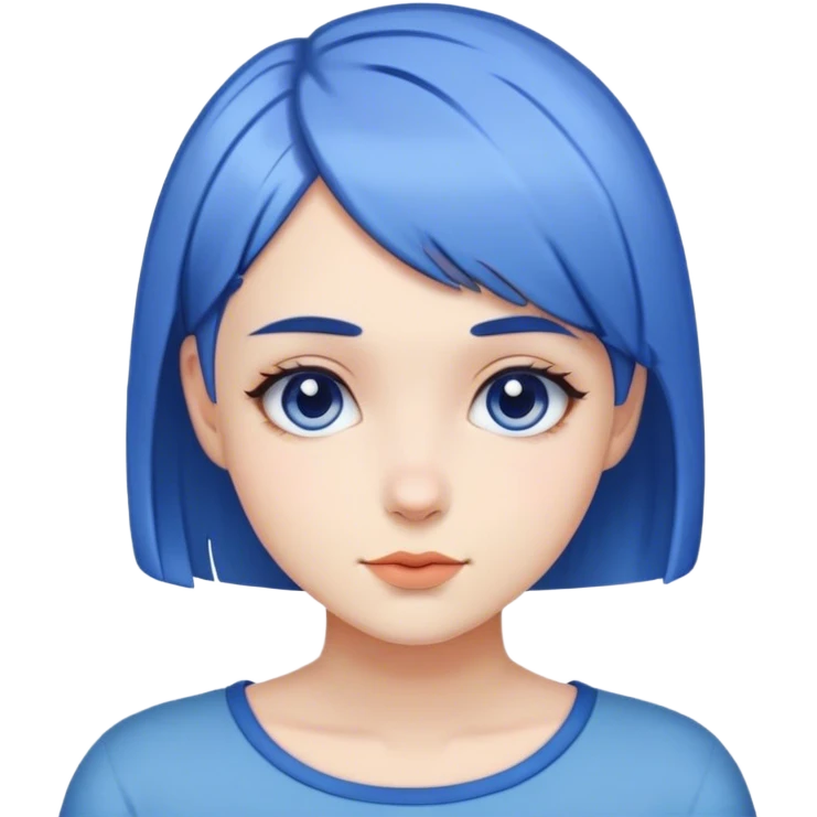 the girl with short blue hair and pretty face  emoji