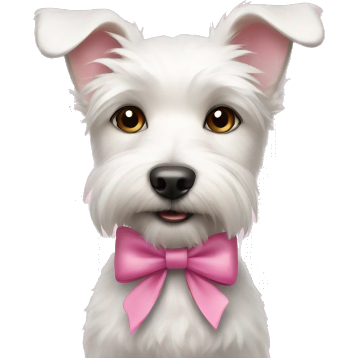 Cute white terrier dog with a pink bow  emoji