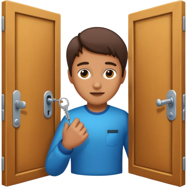 Persona cerrando la puerta con llave emoji