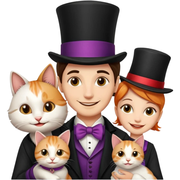 magician couple and their pet cat emoji