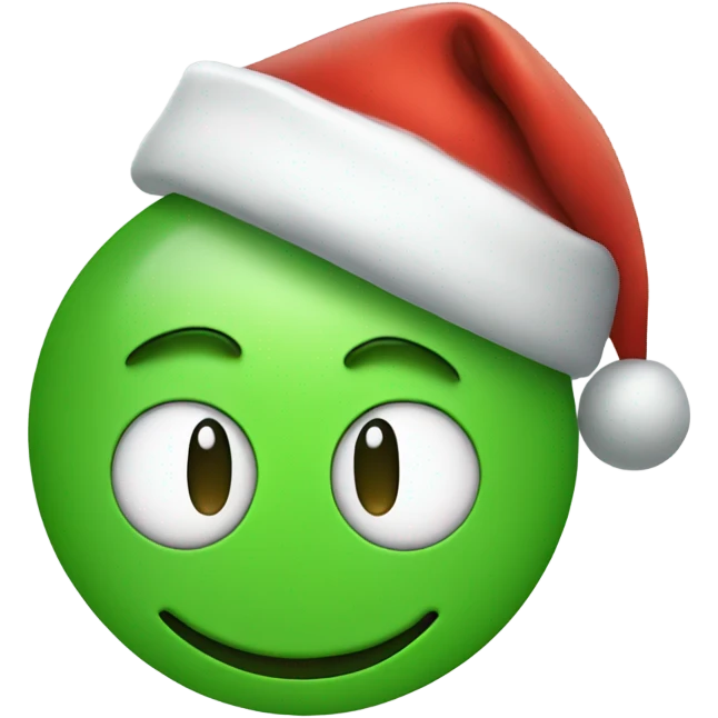 Green smiley face with Santa hat emoji