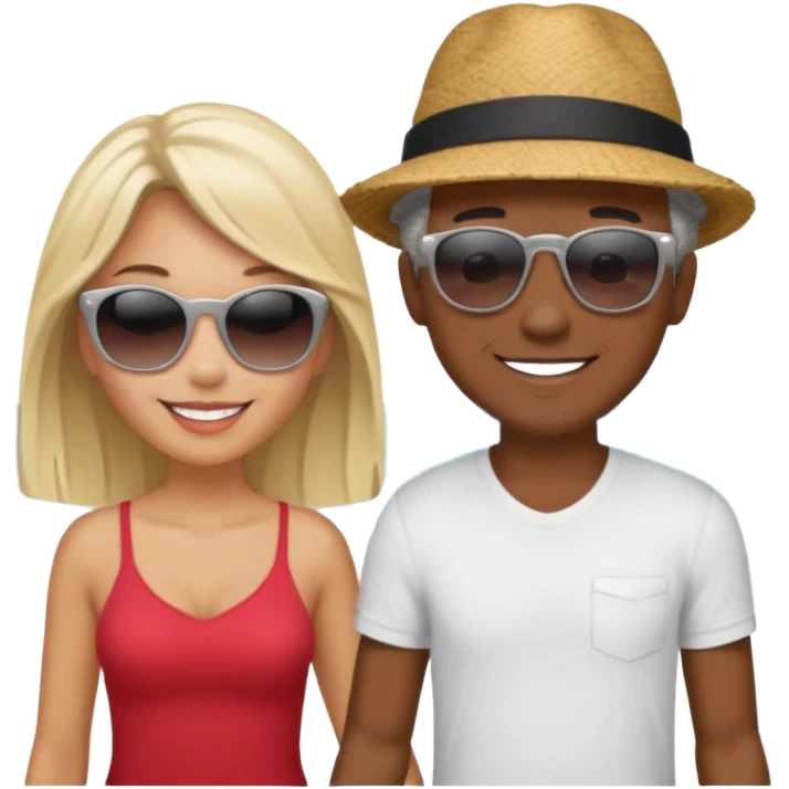 Black man salt n pepper hair smiling with blonde in love on beach emoji