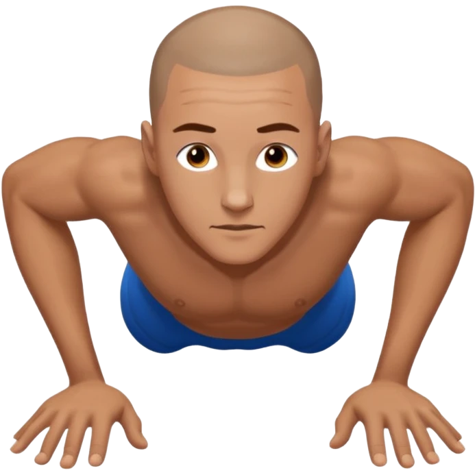 White man brown hair shaved headdoing pushups  emoji
