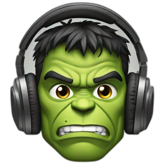 The hulk with headphones emoji