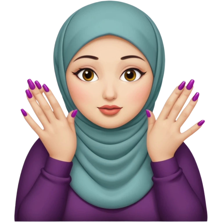woman, hijab, makeup, long fingernails, naked, big boobs, extremely big boobs, chubby, thick thighs emoji
