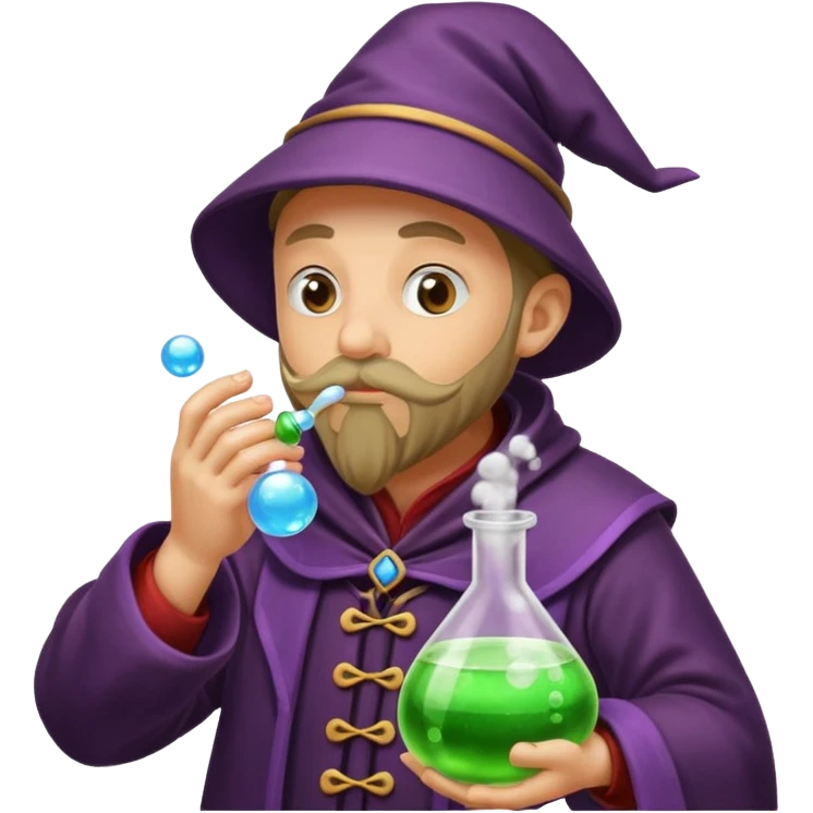 alchemist shushing while potion bubbles emoji