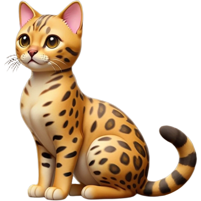 cinematic-[Bengal cat]-realistic-full-body-sitting-emoji,-tail-curled-playfully-around-its-paws,-head-tilted-dramatically,-sleek-[leopard patterned]-fur,-simplified-yet-hilariously-adorable-features,-highly-detailed,-glowing-with-an-almost-sarcastic-glow emoji