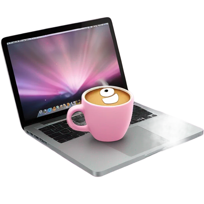 pink macbook and coffee emoji