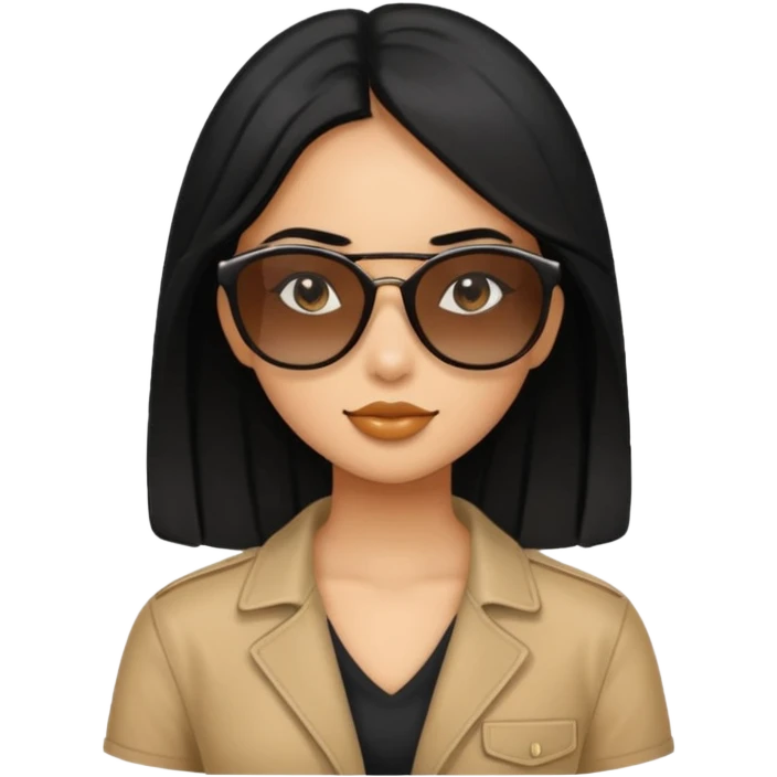 Black hair girl with sunglasses emoji