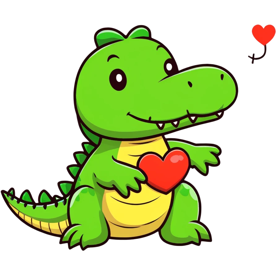 romantic crocodile with heart eyes emoji
