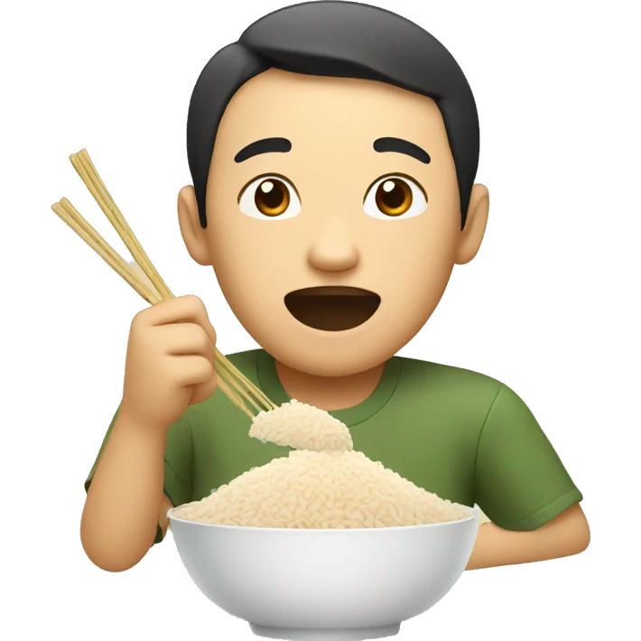 Asian eating rice emoji