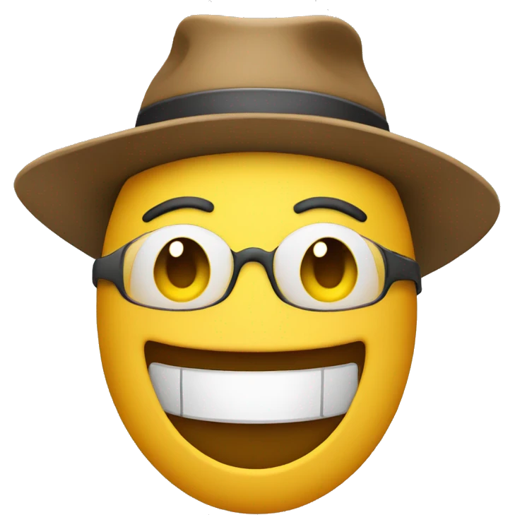 emoji face smiling with a hat and a keyboard emoji