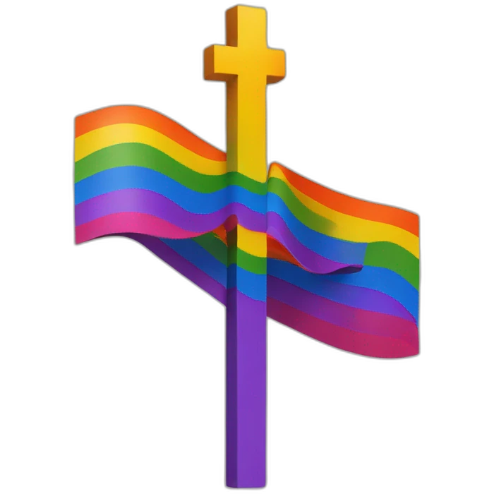 LGBT+ flag cross svas tika in the middle emoji