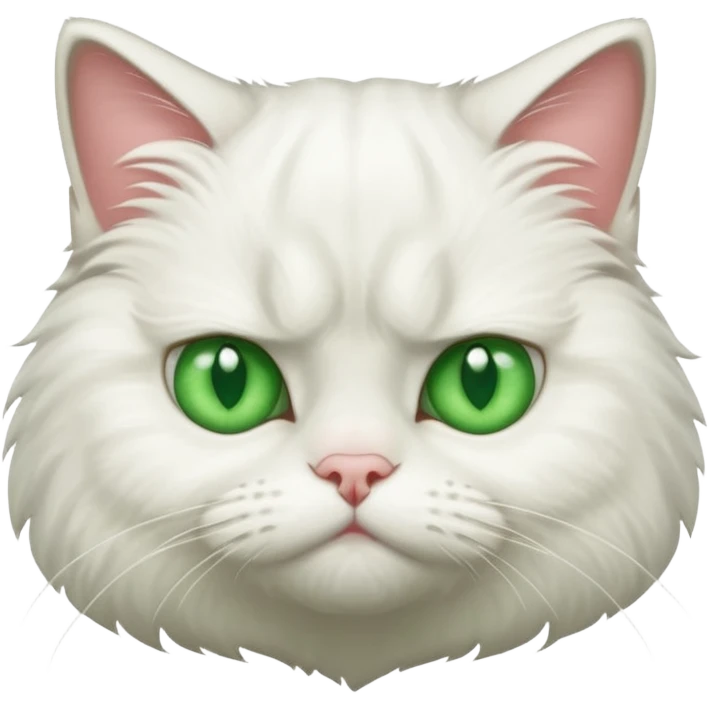 A grumpy white cat emoji