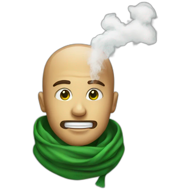 Smoking with green scarf emoji