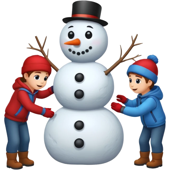 Kids building a snowman emoji