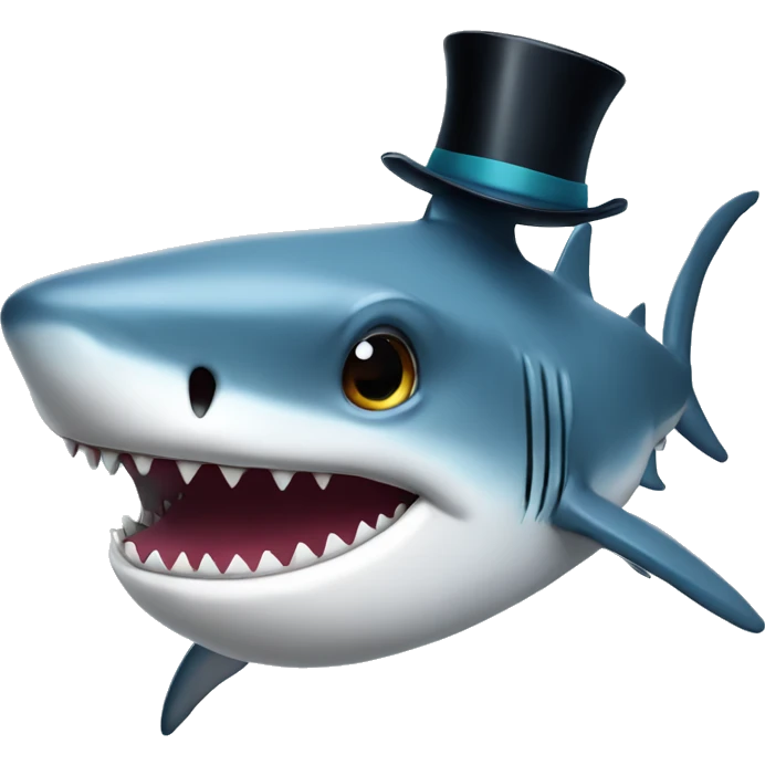 Shark with a top hat emoji