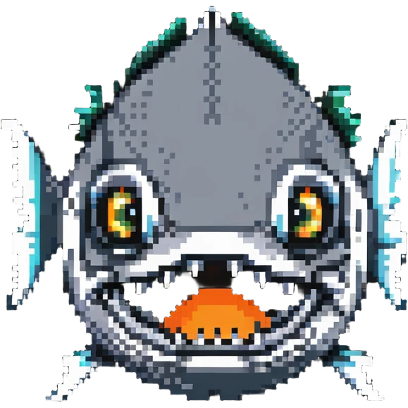 angry fish head logo with sharp teeth emoji