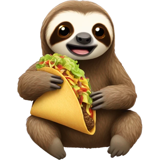 Sloth eating a taco emoji