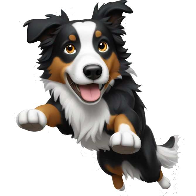Anvil with border collie jumping over emoji