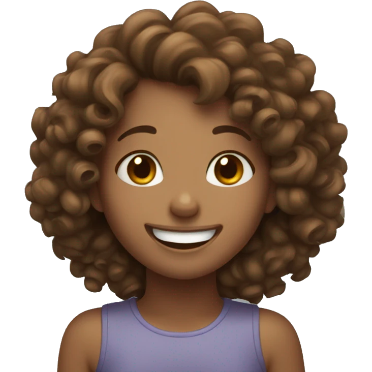 Brown curly haired girl laughing  emoji