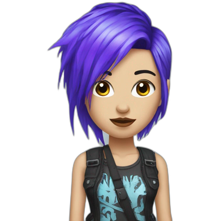 Blue purple hair punk girl emoji