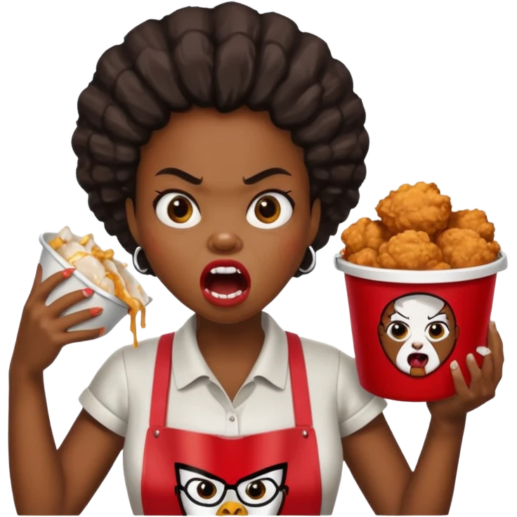 tsion angry black girl ragebait fat running 100 kfc chicken dirty mouth angry bad word emoji