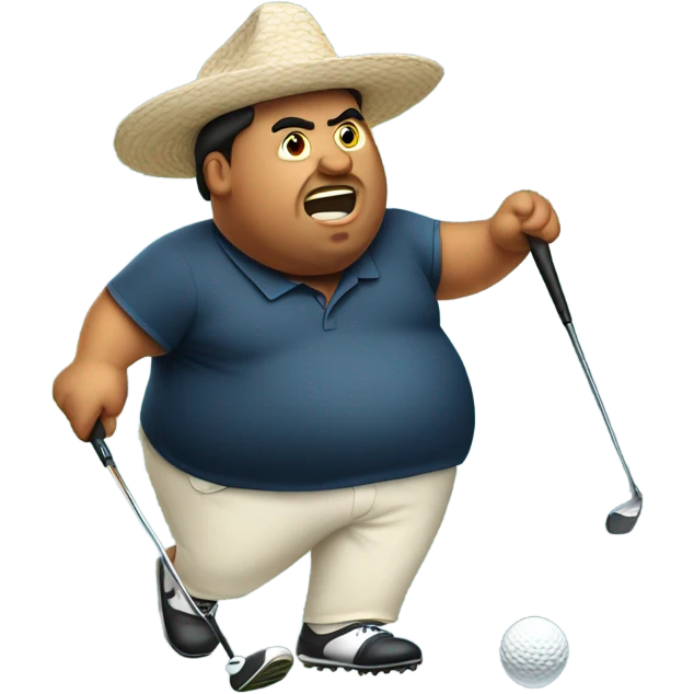 Fat Mexican playing golf in the rough emoji