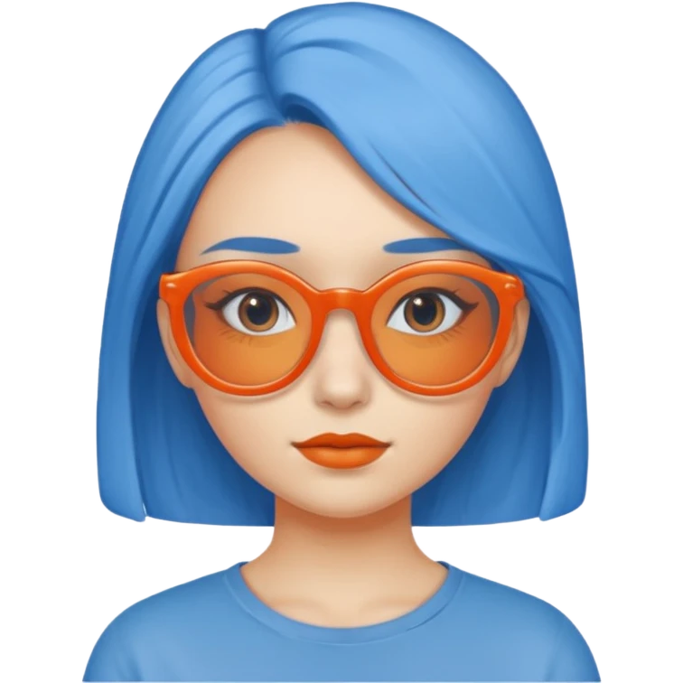 blue skinned orange glassed child girl emoji