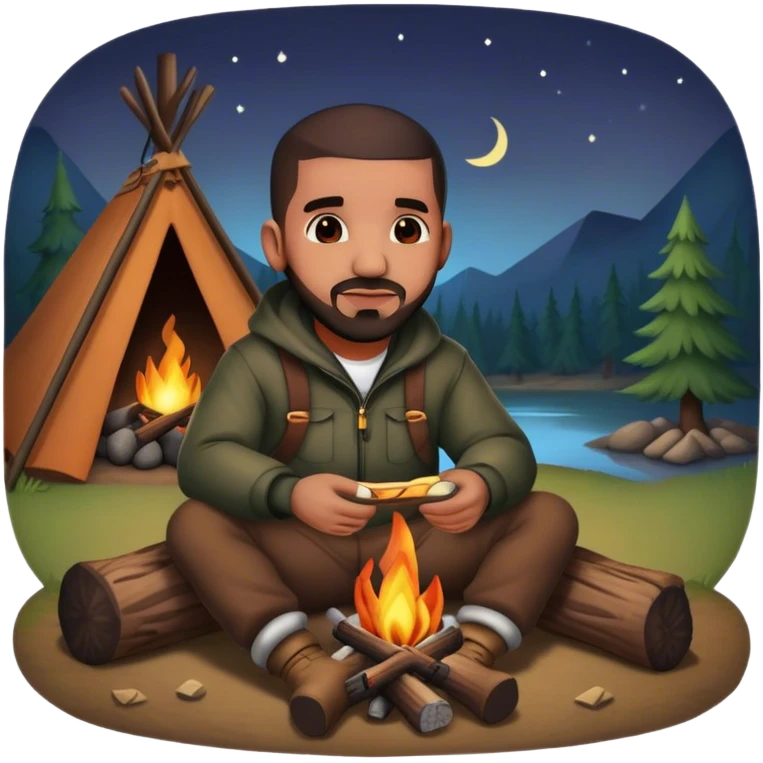 Drake warming up by the campfire emoji