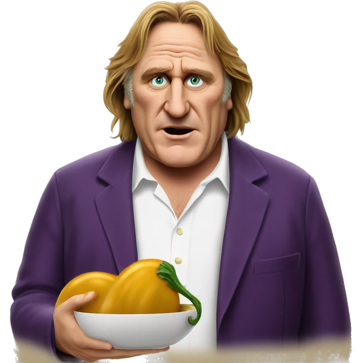 Gérard Depardieu with an eggplant  emoji