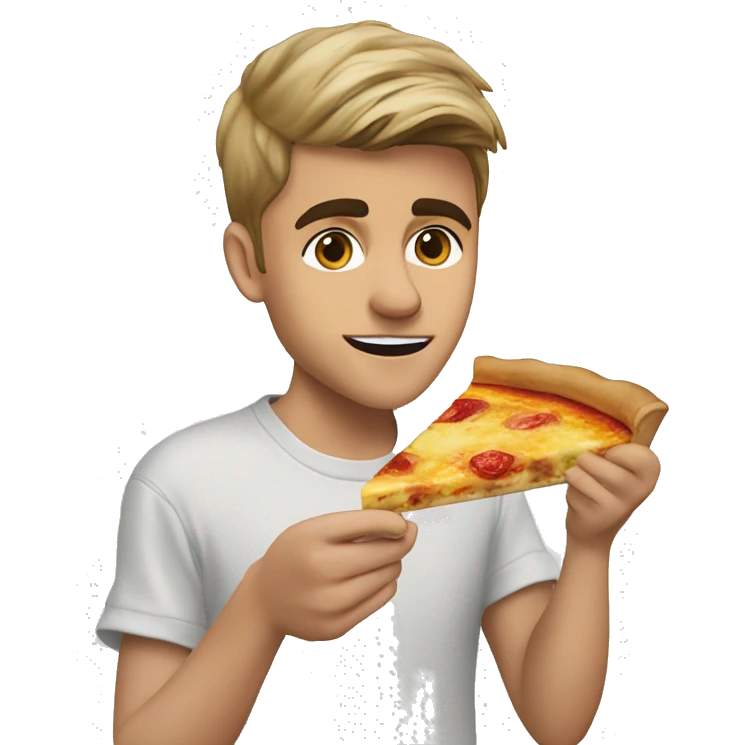 Justin Bieber eating a quiche emoji