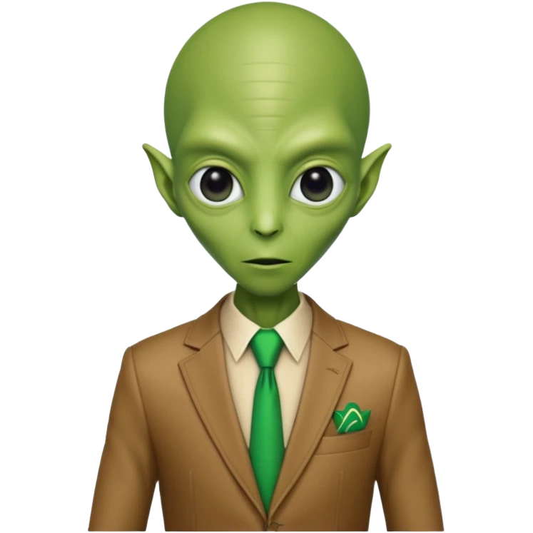 Green tall alien wearing Louis Vutton suit emoji
