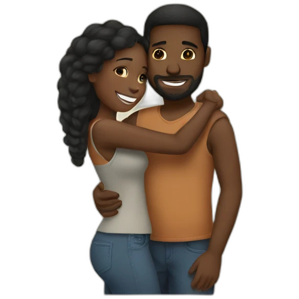 A black couple hugging emoji