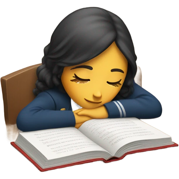 female student in uniform sleeping on book emoji