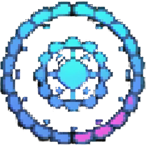 32x32 cyberpunk settings gear icon with holographic interface, retro computer style emoji