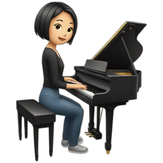 Asian girl playing piano emoji