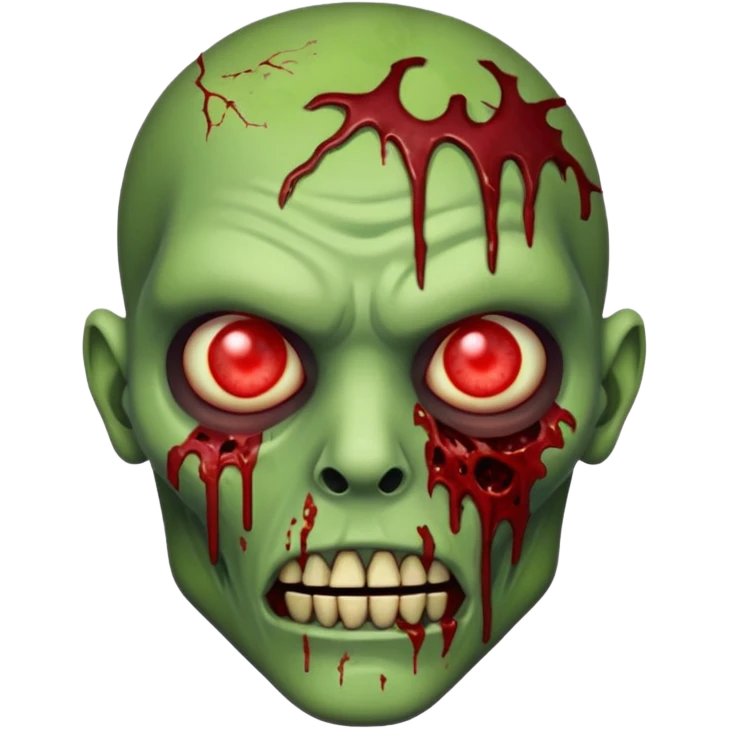 Creepy zombie head, glowing eyes, decaying skin, blood splatters, realistic, no background







 emoji